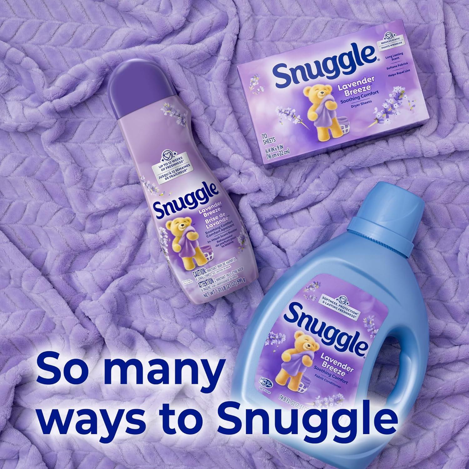 image:imageSnuggle Fabric Softener Dryer Sheets Lavender Breeze Soothing Comfort 230 Ct LongLasting Fresh amp Clean Scent Softens Fabric Reduces Static Fights Wrinkles Helps Repel Lint amp Pet Hair HE Safe230 Count Pack of 1