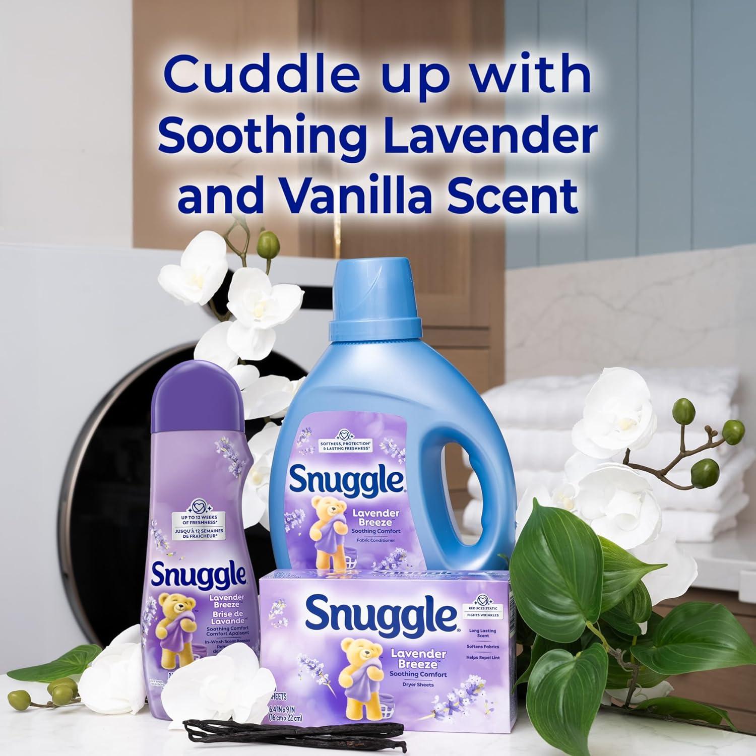 image:imageSnuggle Fabric Softener Dryer Sheets Lavender Breeze Soothing Comfort 230 Ct LongLasting Fresh amp Clean Scent Softens Fabric Reduces Static Fights Wrinkles Helps Repel Lint amp Pet Hair HE Safe230 Count Pack of 1