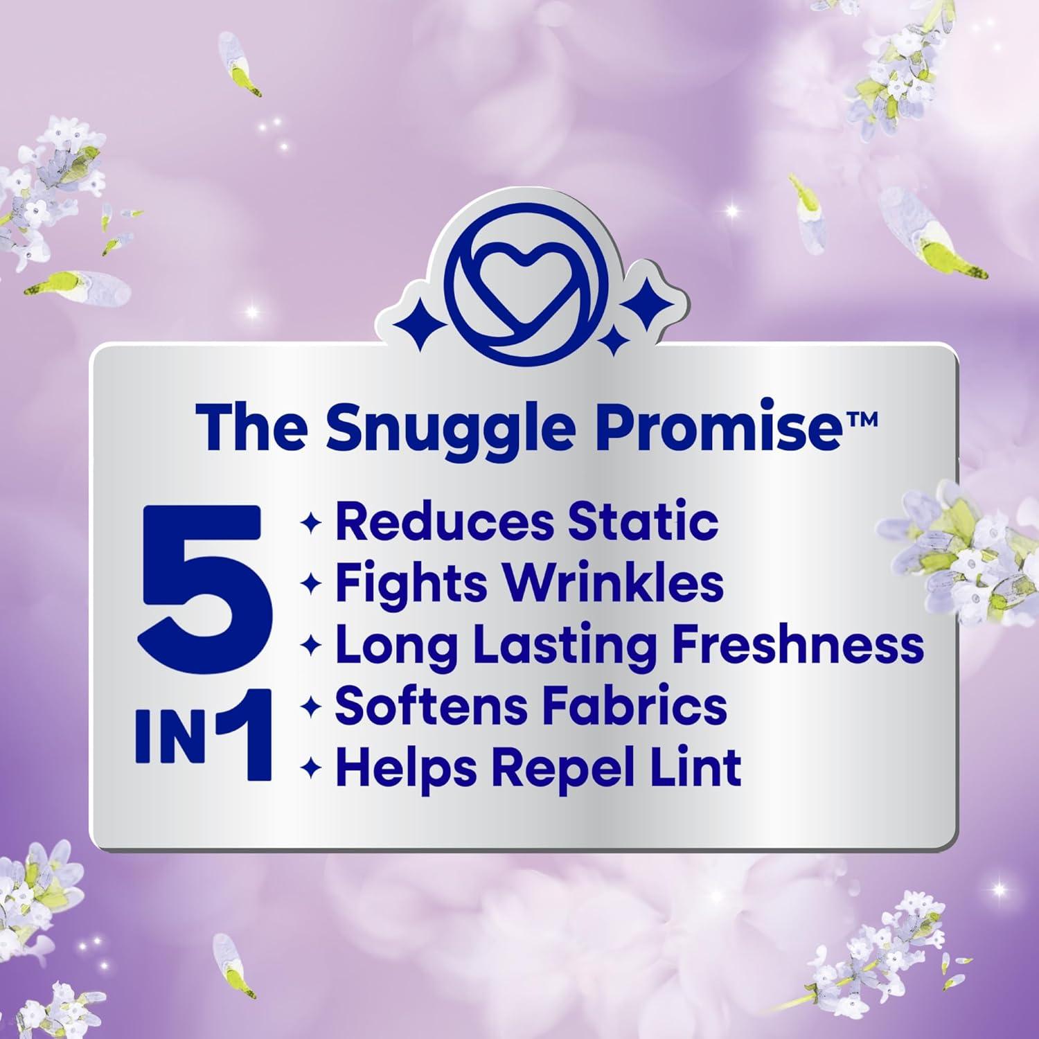image:imageSnuggle Fabric Softener Dryer Sheets Lavender Breeze Soothing Comfort 230 Ct LongLasting Fresh amp Clean Scent Softens Fabric Reduces Static Fights Wrinkles Helps Repel Lint amp Pet Hair HE Safe230 Count Pack of 1