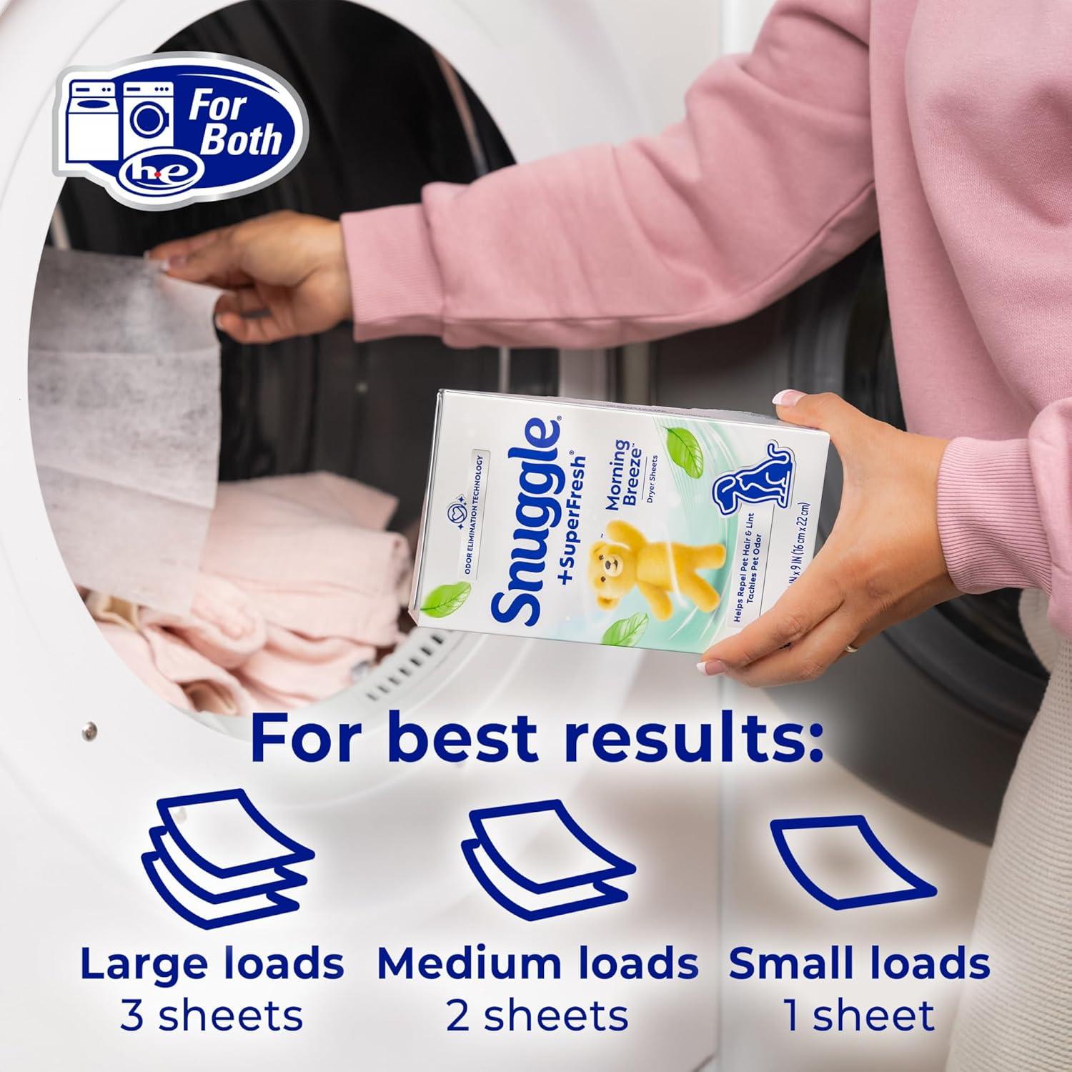 image:imageSnuggle SuperFresh Fabric Softener Dryer Sheets 200 Count Morning Breeze LongLasting Fresh amp Clean Scent Tackles Pet Odor Helps Repel Pet Hair Reduces Static amp Fights Wrinkles HE SafeOriginal