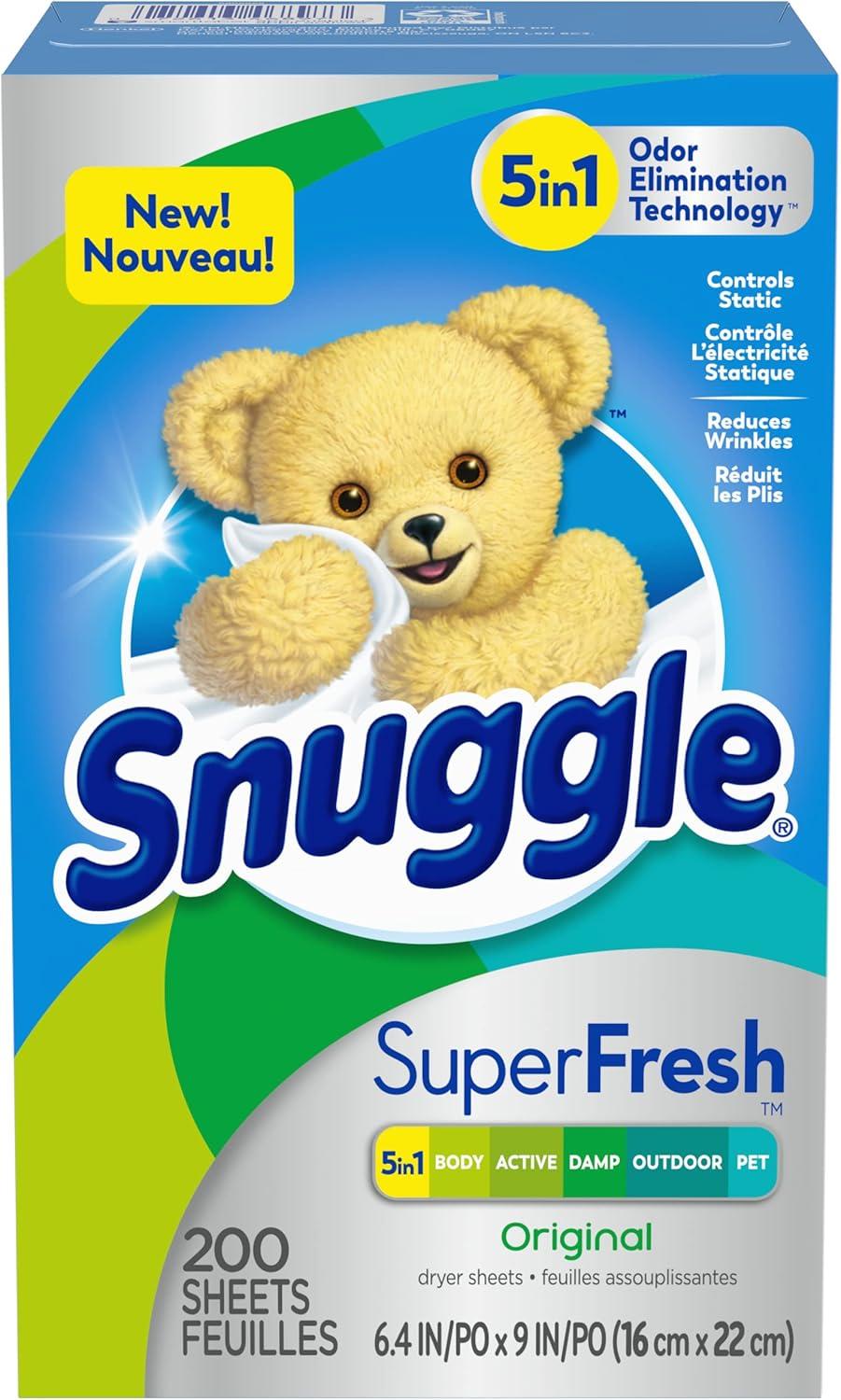 image:imageSnuggle SuperFresh Fabric Softener Dryer Sheets 200 Count Morning Breeze LongLasting Fresh amp Clean Scent Tackles Pet Odor Helps Repel Pet Hair Reduces Static amp Fights Wrinkles HE SafeOriginal